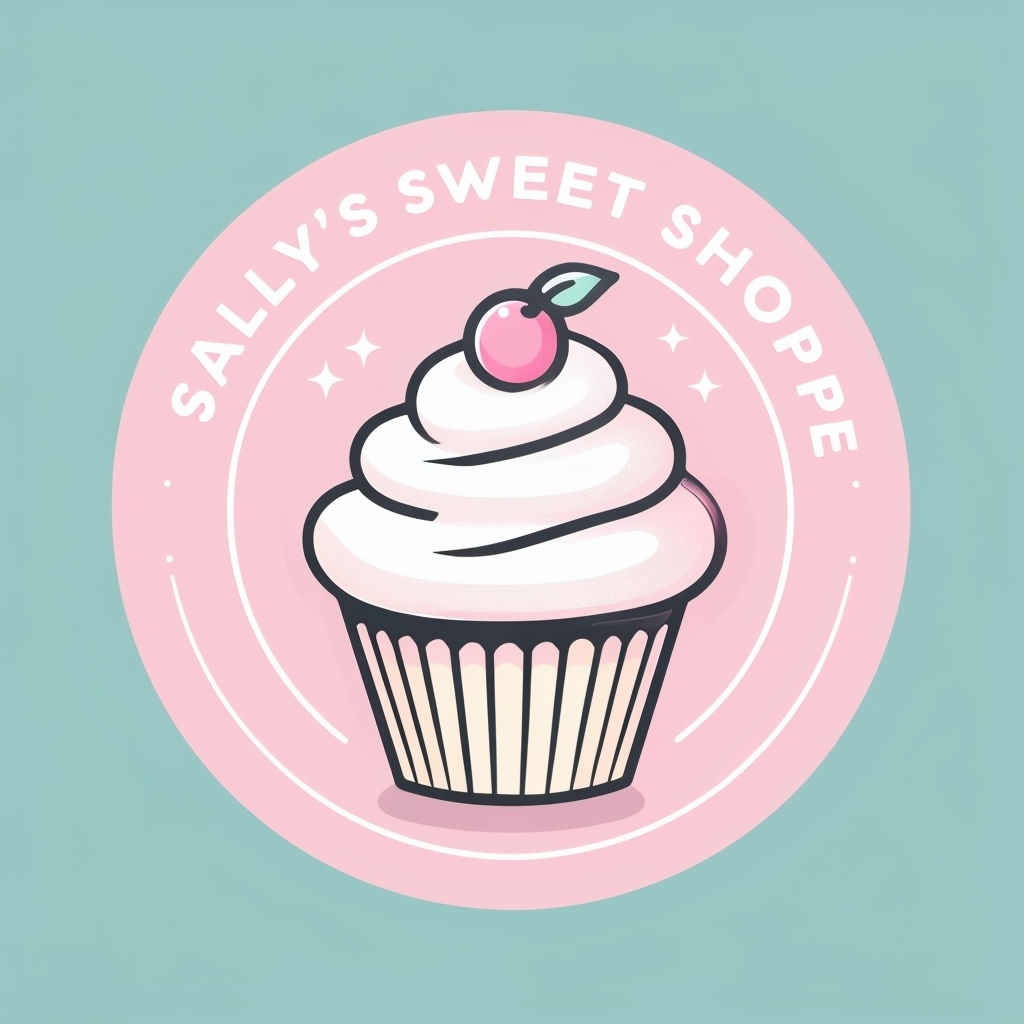 Playful Cupcake Logo Design for Sally's Sweet Shoppe