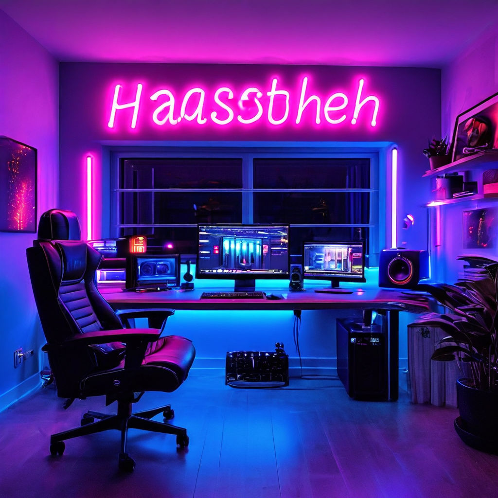 Create an image of a youtuber s studio room with a subtle ne by