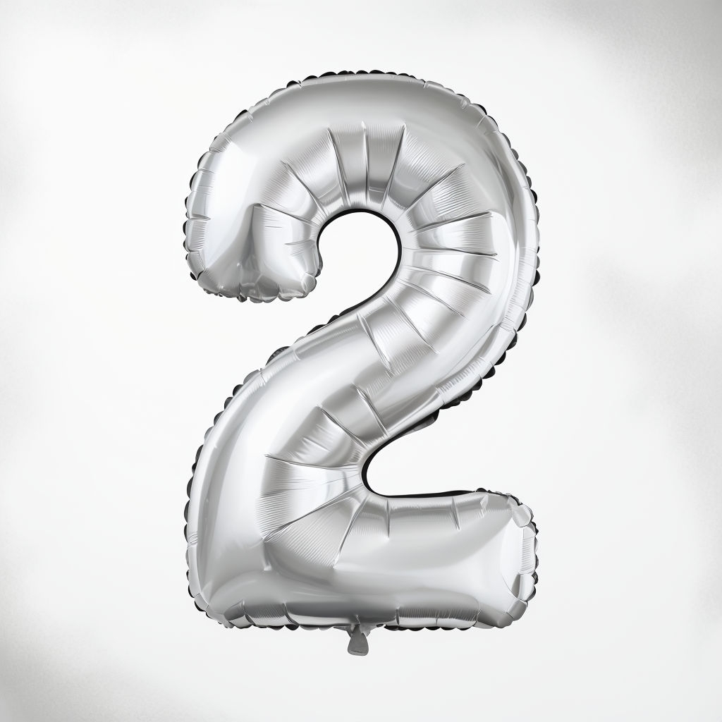 Shiny Silver Inflated Number 2 Balloon Mockup Template