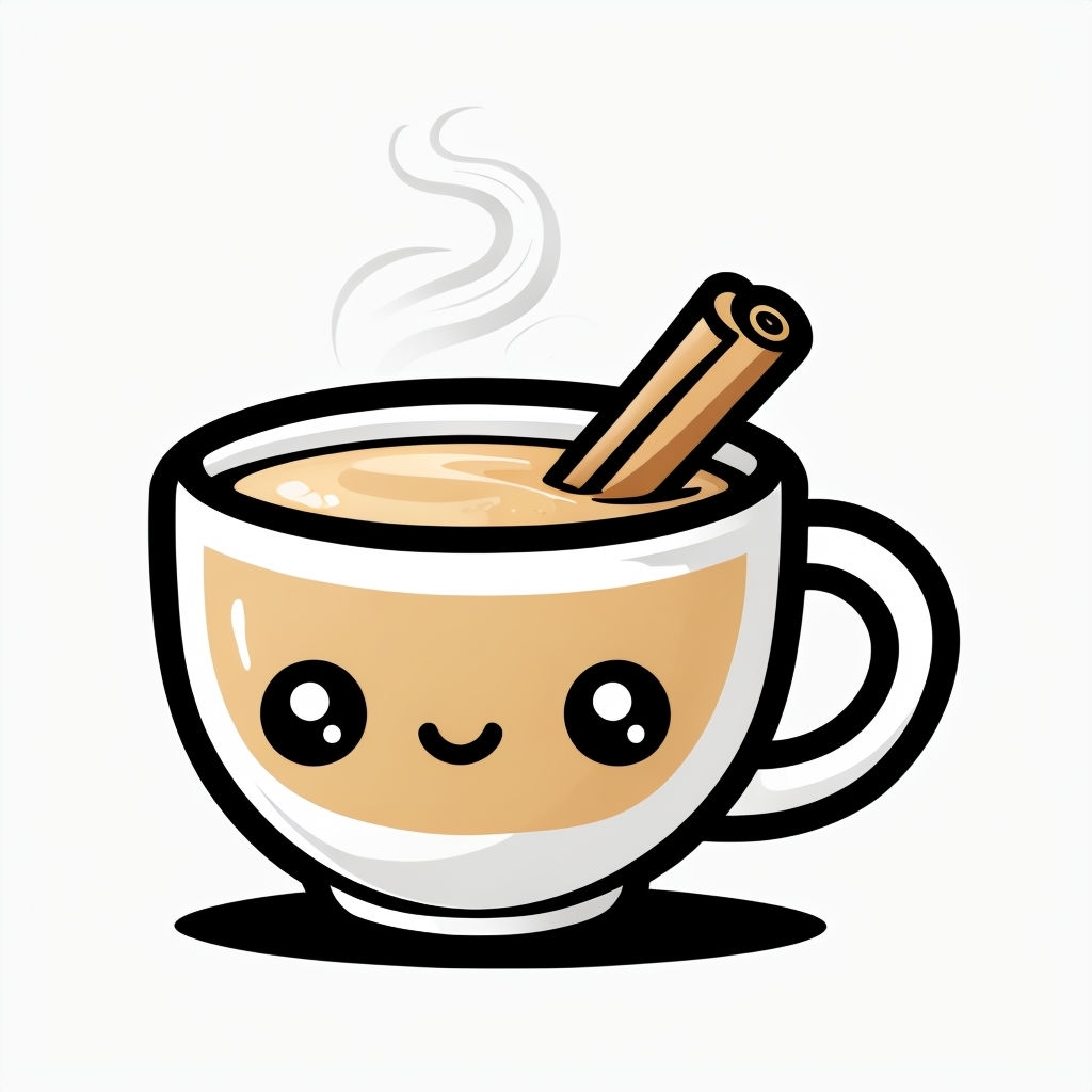 Cute Cartoon Coffee Cup with Kawaii Face Illustration Sticker