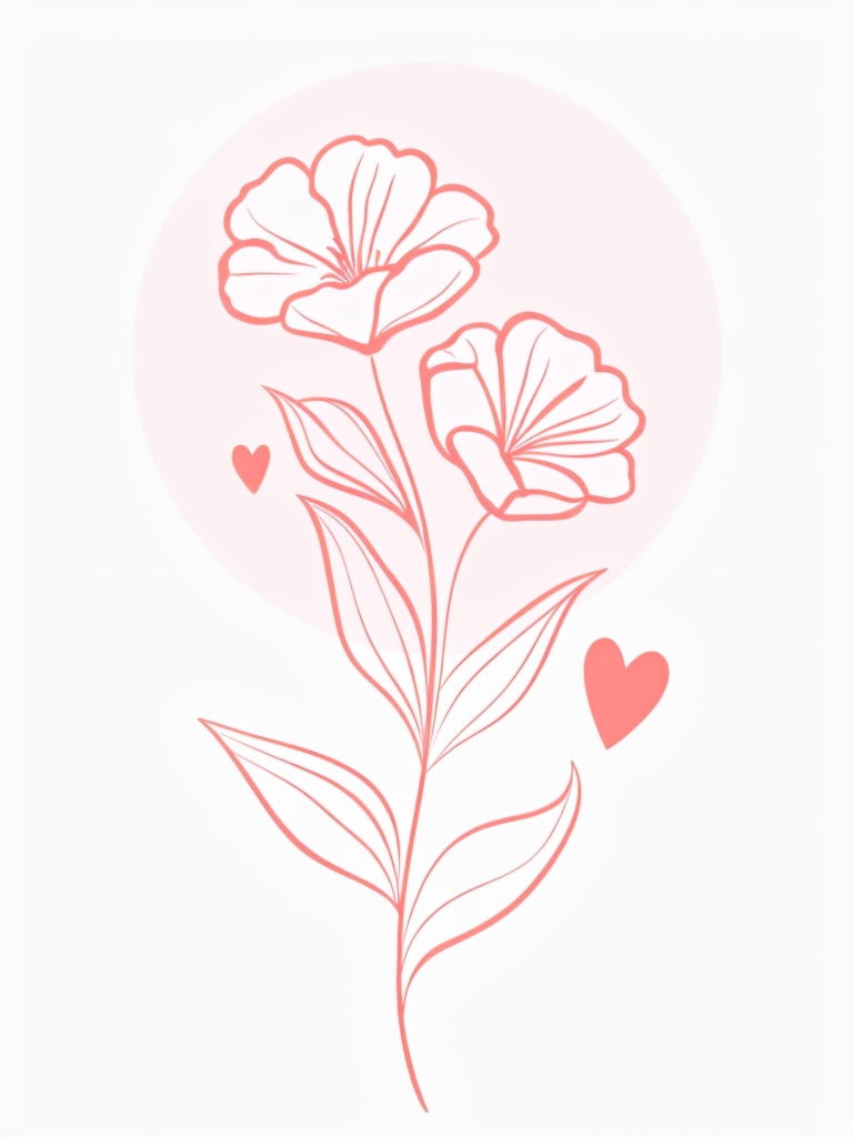 Minimalist Coral Pink Flower Illustration T-Shirt