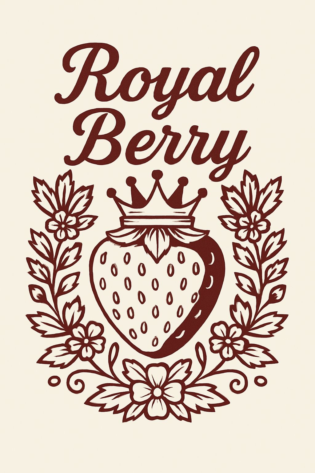 Vintage Royal Berry Heart Strawberry Floral T-Shirt