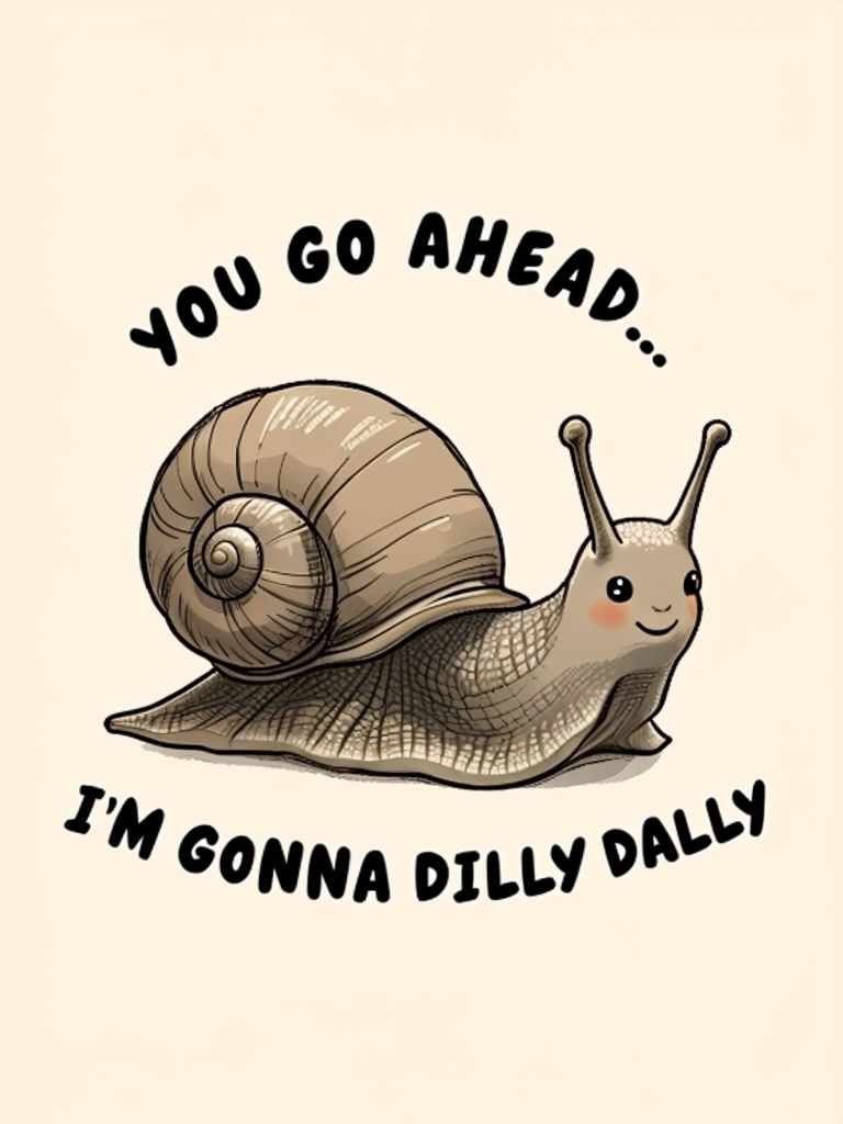 Cheerful Snail Dilly Dally Cartoon T-Shirt