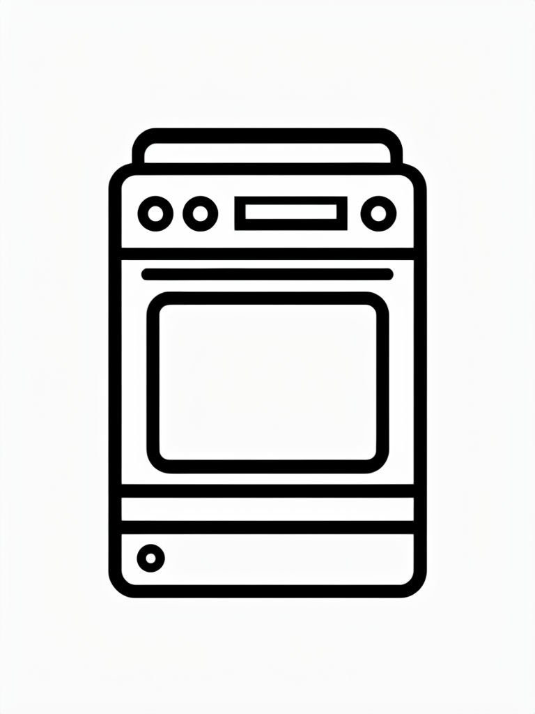 Minimalist Black Line Washing Machine Icon Coloring Page