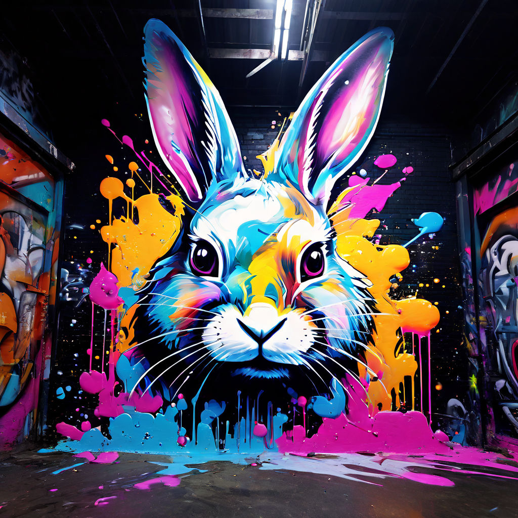 A bunny graffiti art by Floran Laura - Playground