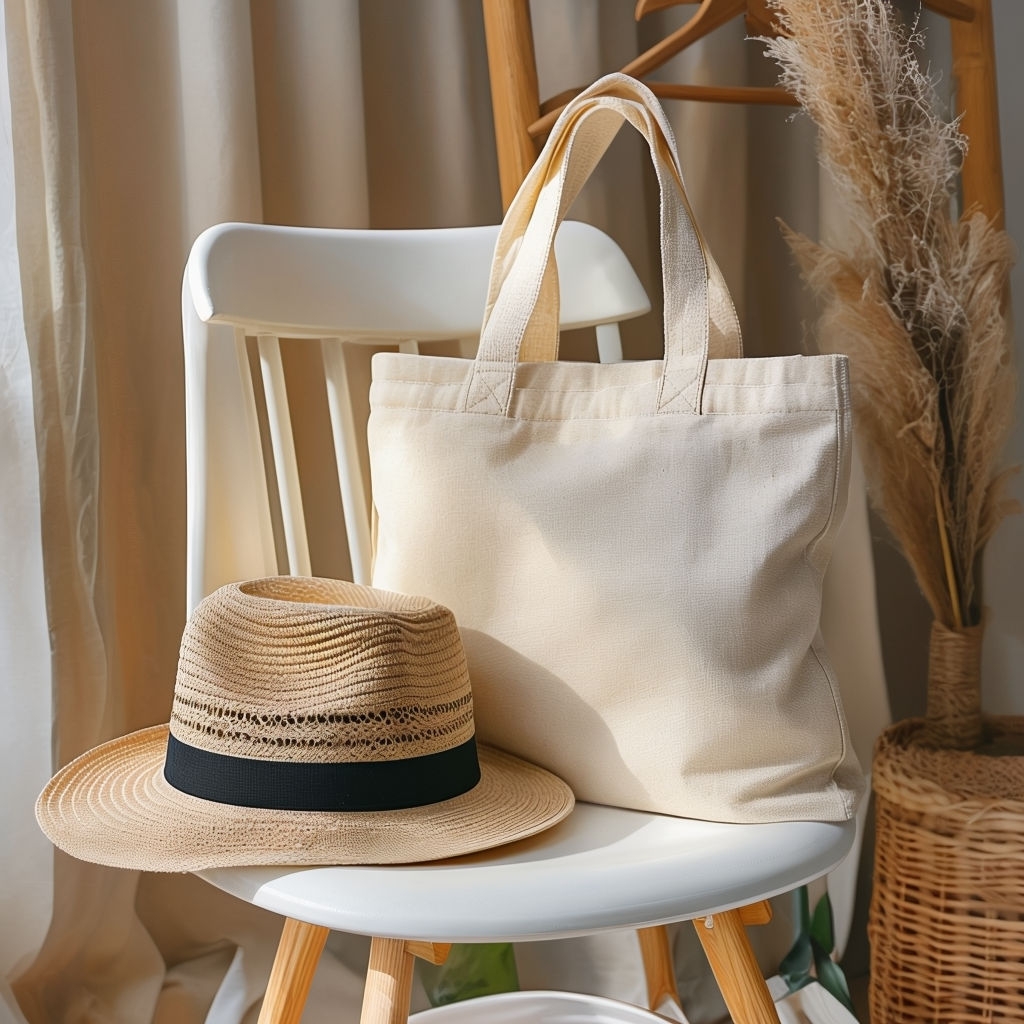 Elegant Beige Modern Tote Bag Mockup - Playground