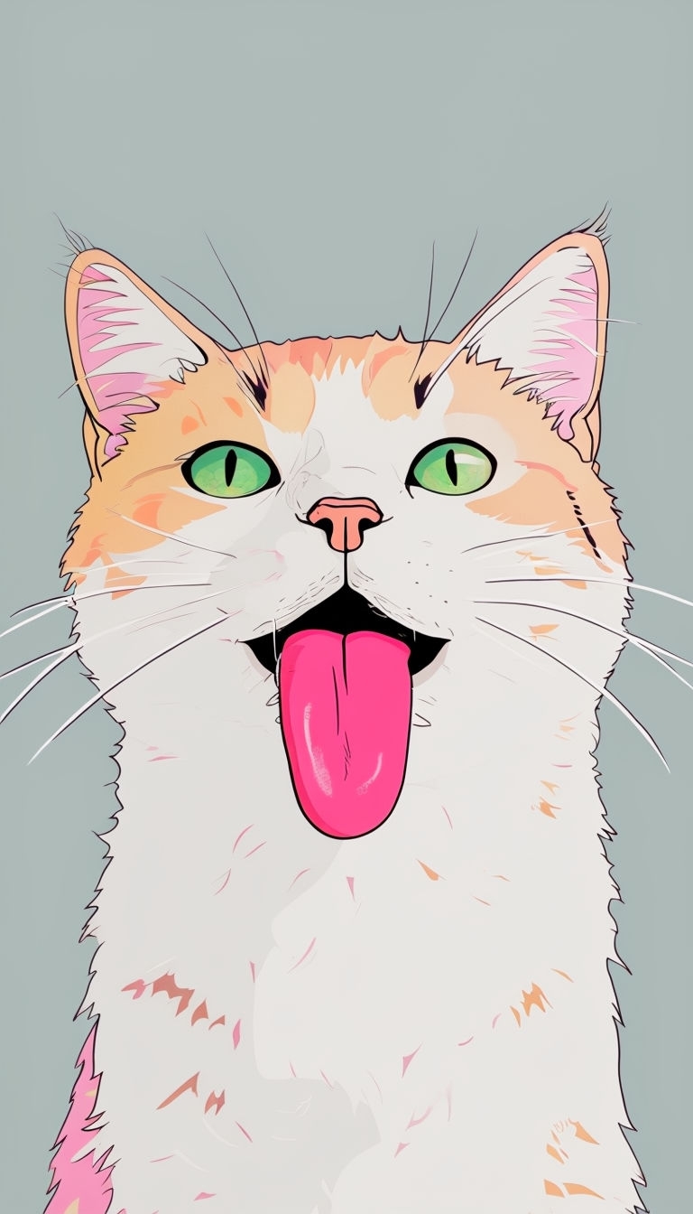 Quirky Cat Portrait with Tongue Out in Soft Colors Phone Case Cover