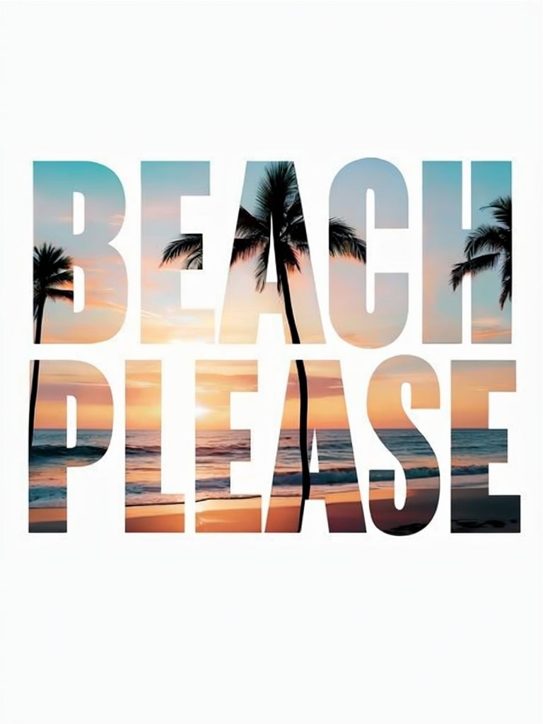 Beach Please Cheerful Coastal Design with Vibrant Imagery Poster