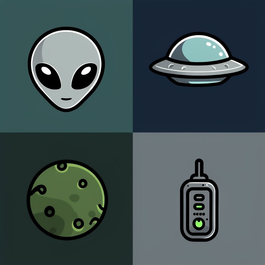 Cute Minimal Alien Themed 2x2 Seamless Pattern Design