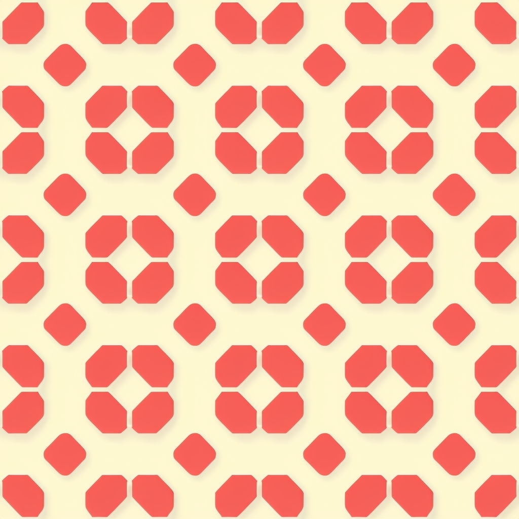 Coral Red Geometric Shapes on Soft Yellow Background Pattern Seamless Patterns