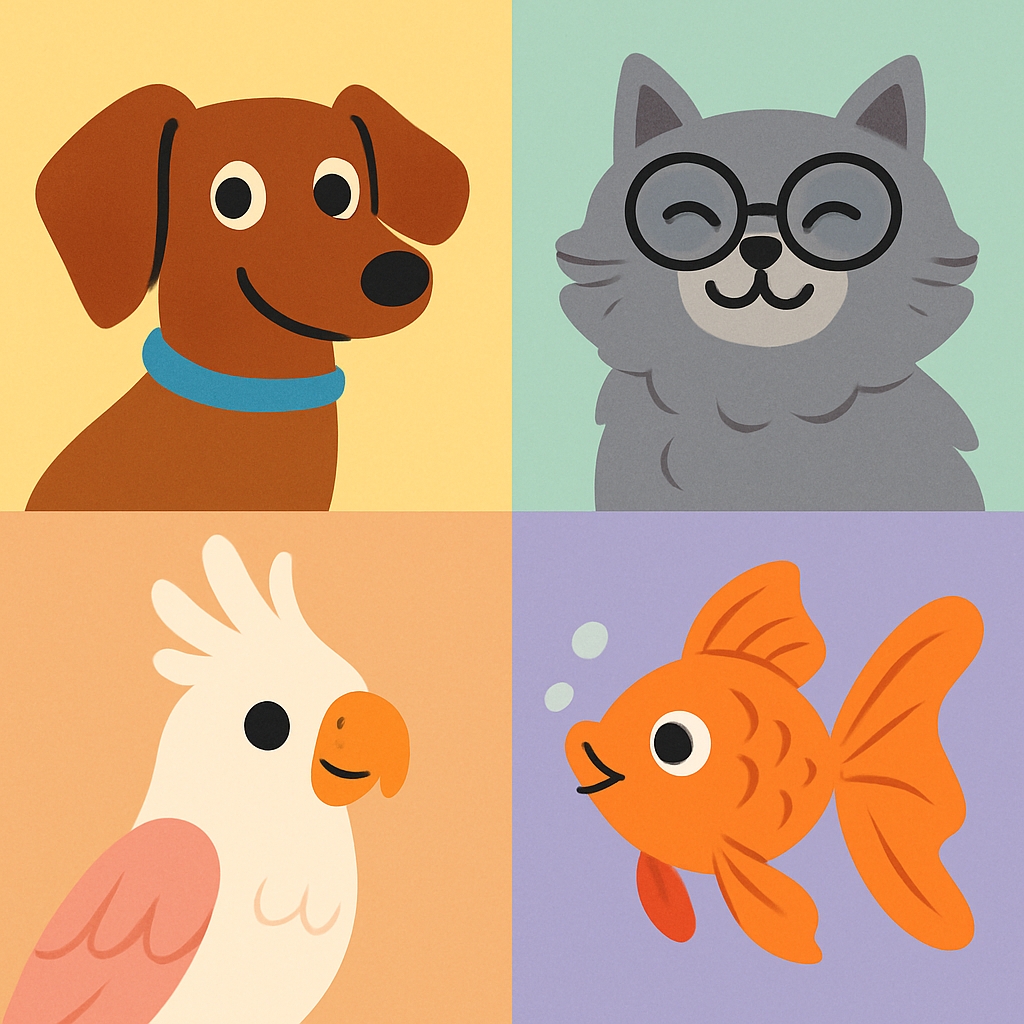 Playful Cartoon Animal Characters in Pastel Colors Seamless Pattern