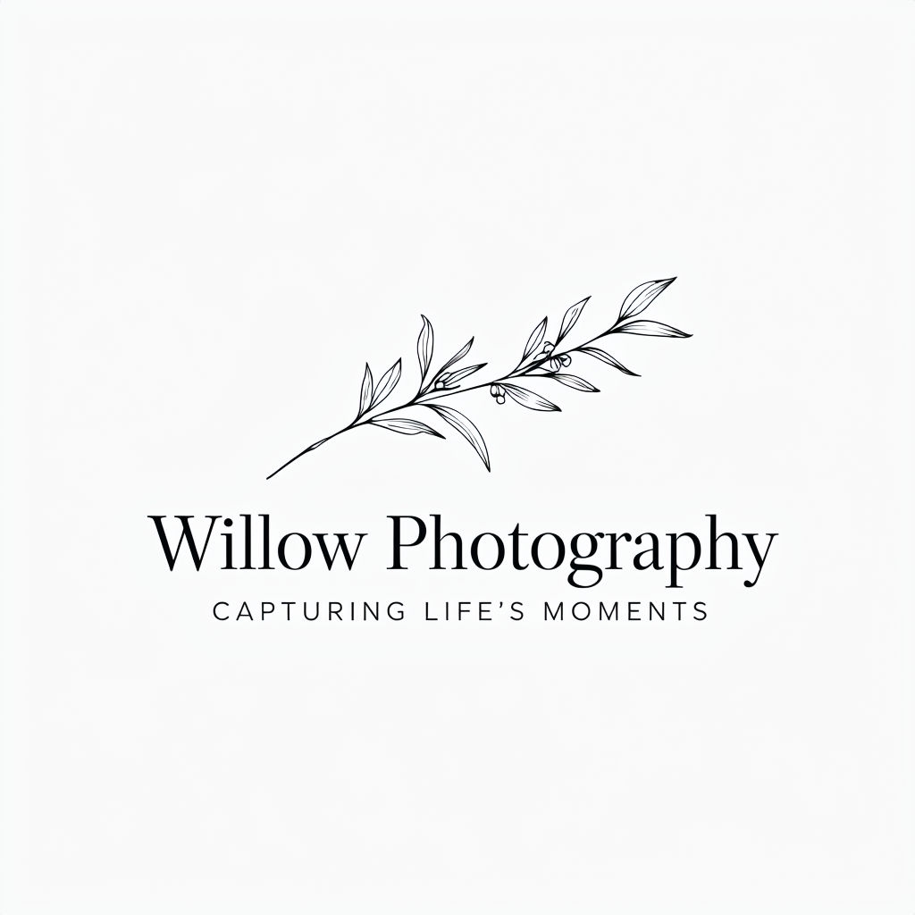 Elegant Minimalist Willow Photography Logo with Botanical Design