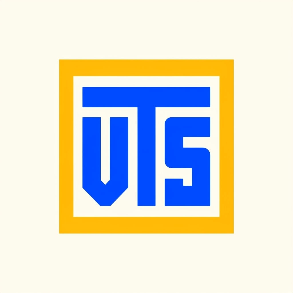 Bold Royal Blue VTS Monogram Logo on Ivory Background Monogram