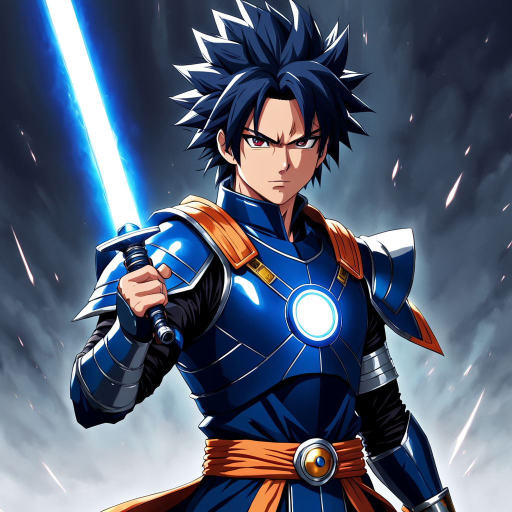 Sasuke as a Super Saiyan God with a Lightsaber Anime style i... by ...