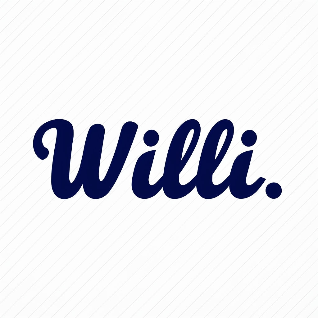 Minimalist Navy Blue Willi Logo with Textured Background Logo