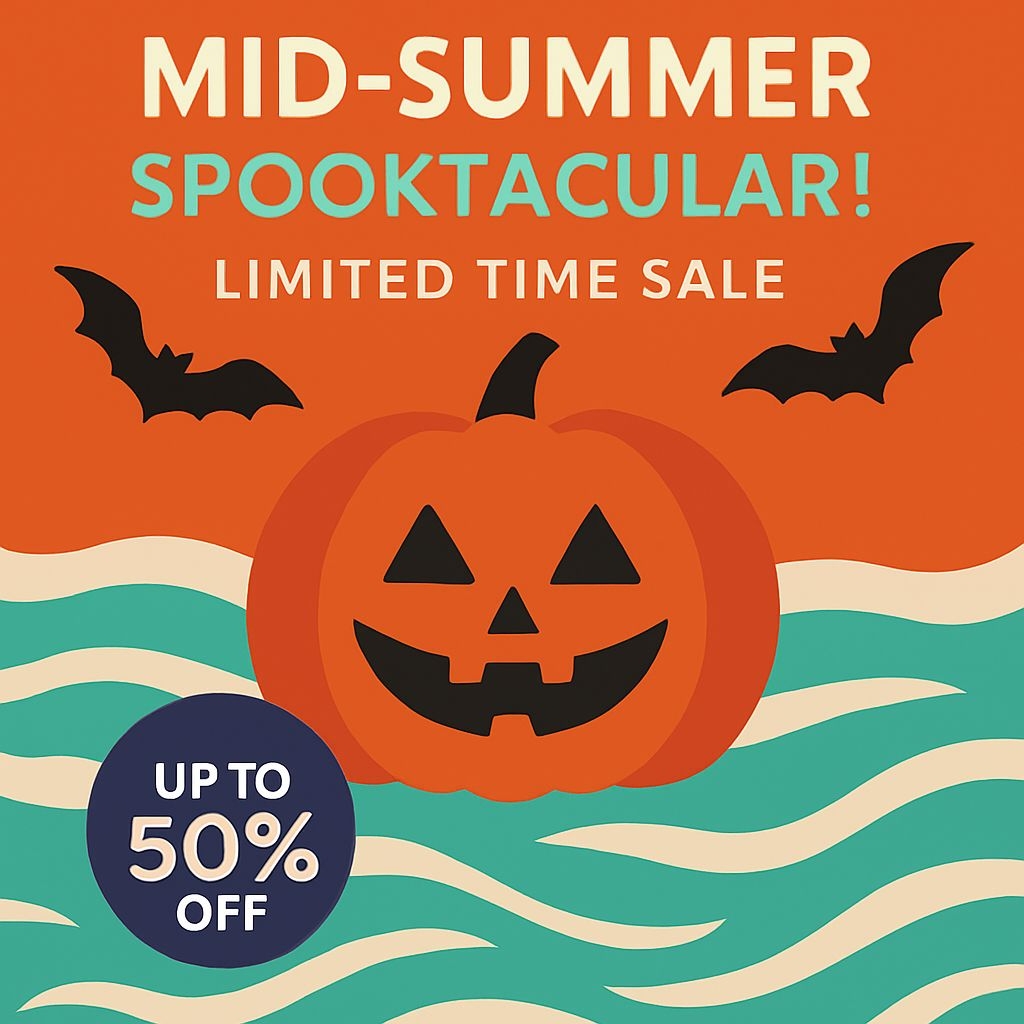Mid-Summer Spooktacular Limited Time Sale Promotion Graphic Social Media Post