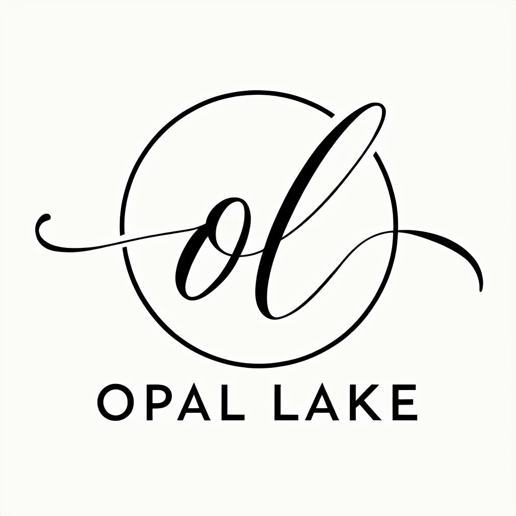Elegant Minimalist OPAL LAKE Logo with Intertwined Initials