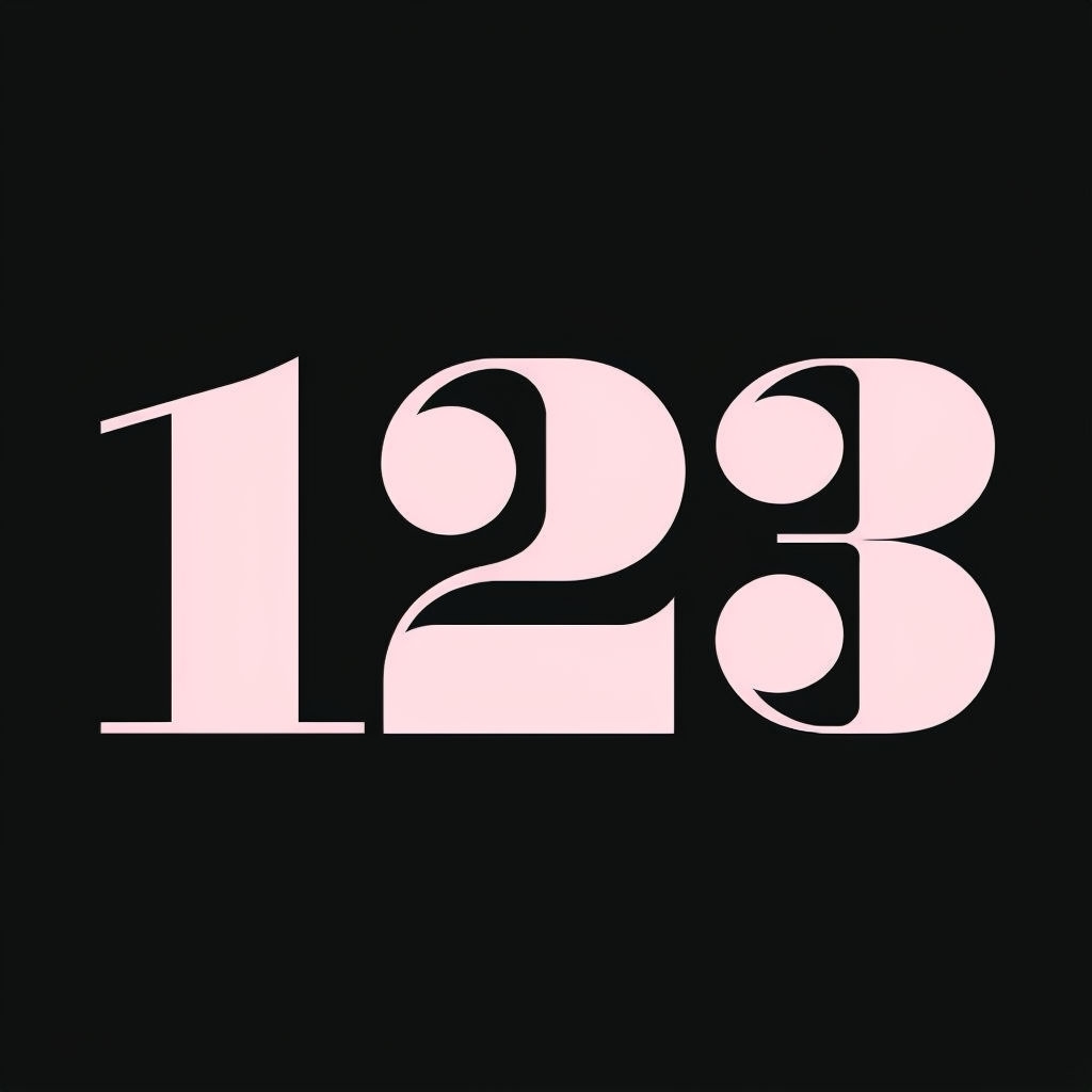 Modern Minimalist Pink Numbers 1 2 3 Logo