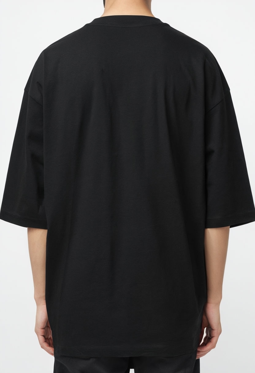 Oversized Black T-Shirt Back Photo for Apparel Showcase Mockup