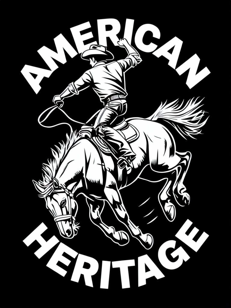 Dynamic Cowboy Riding Bucking Horse Vintage T-Shirt