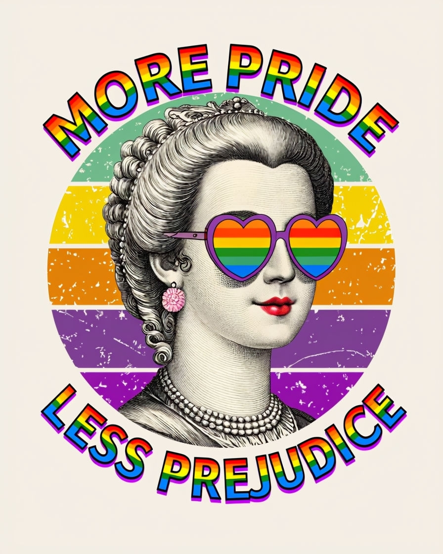 Vintage Marie Antoinette with Rainbow Pride Sunglasses T-Shirt