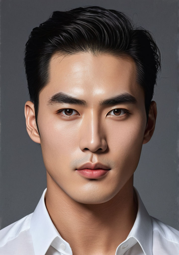 Egg-shaped face framed by thick eyebrows giving a strong by 이것 - Playground