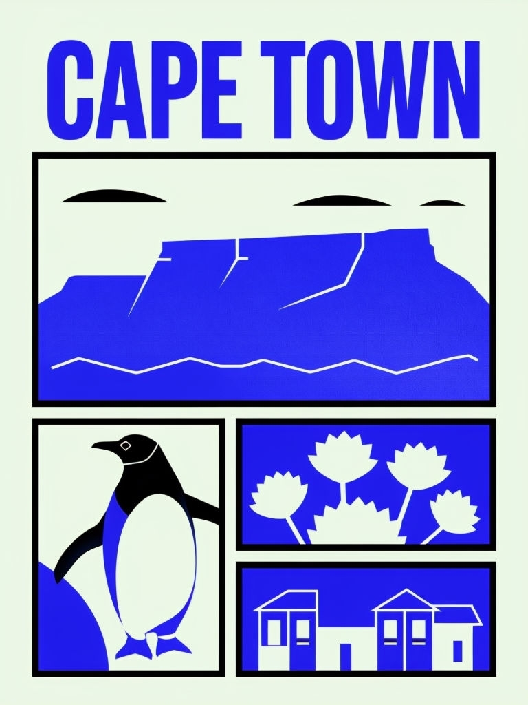 Minimalist Cape Town Graphic Illustration Poster