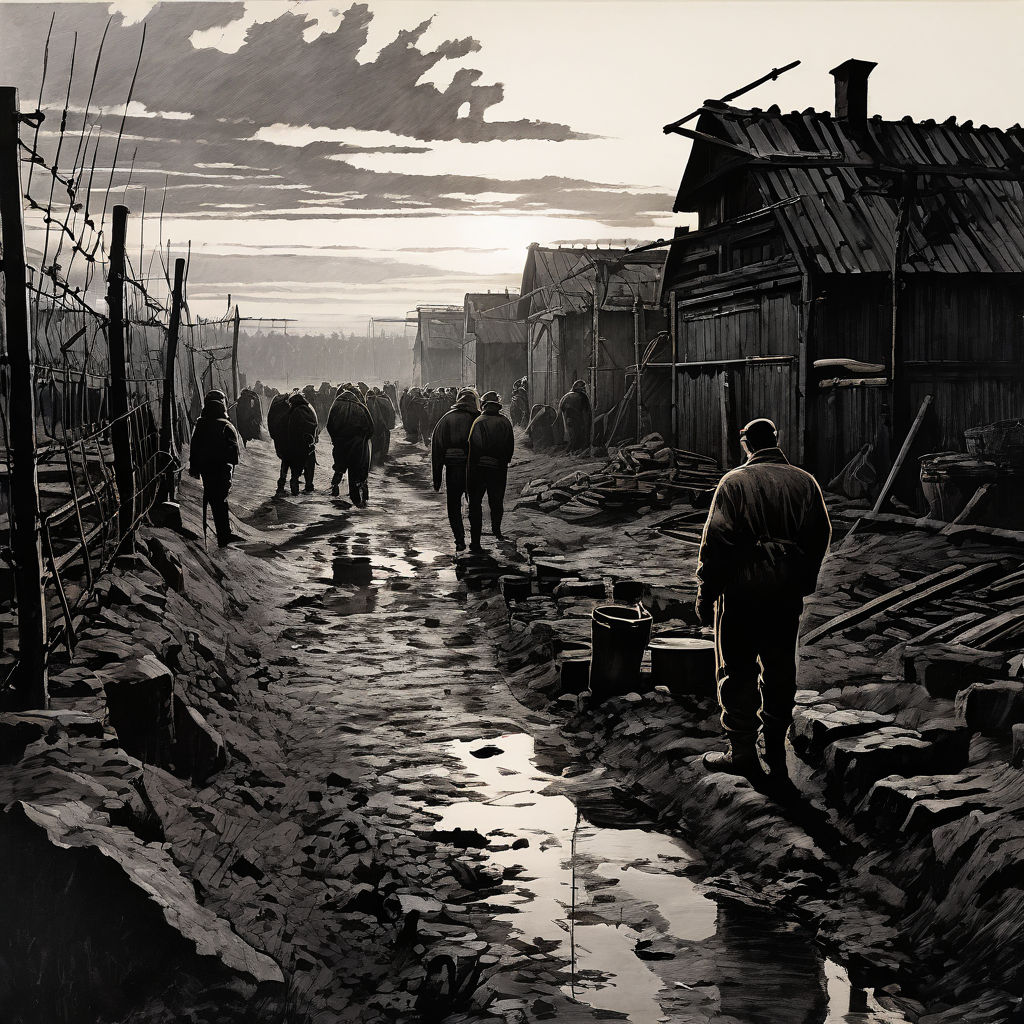 Detailed drawings of Gulag labor camps with prisoners work... by Ahsan ...