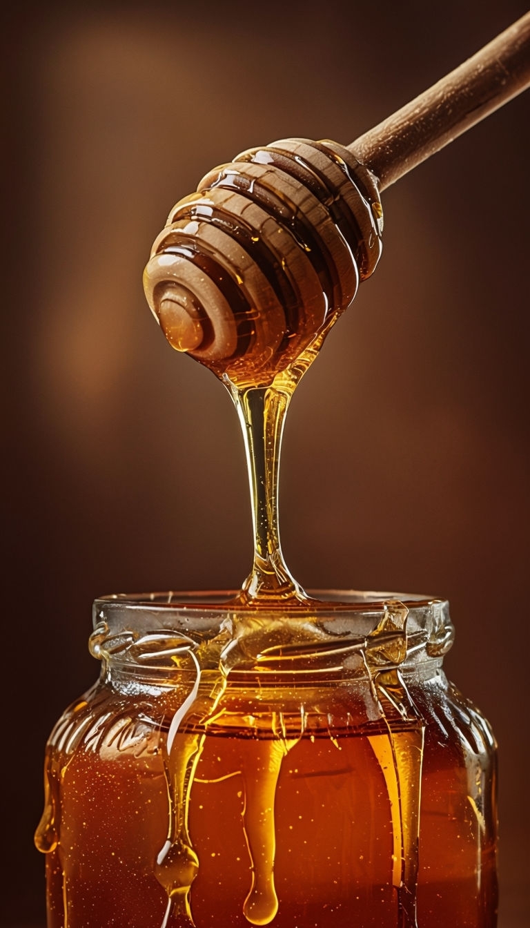 Glistening Golden Honey Dipper Close-Up Mobile Wallpaper