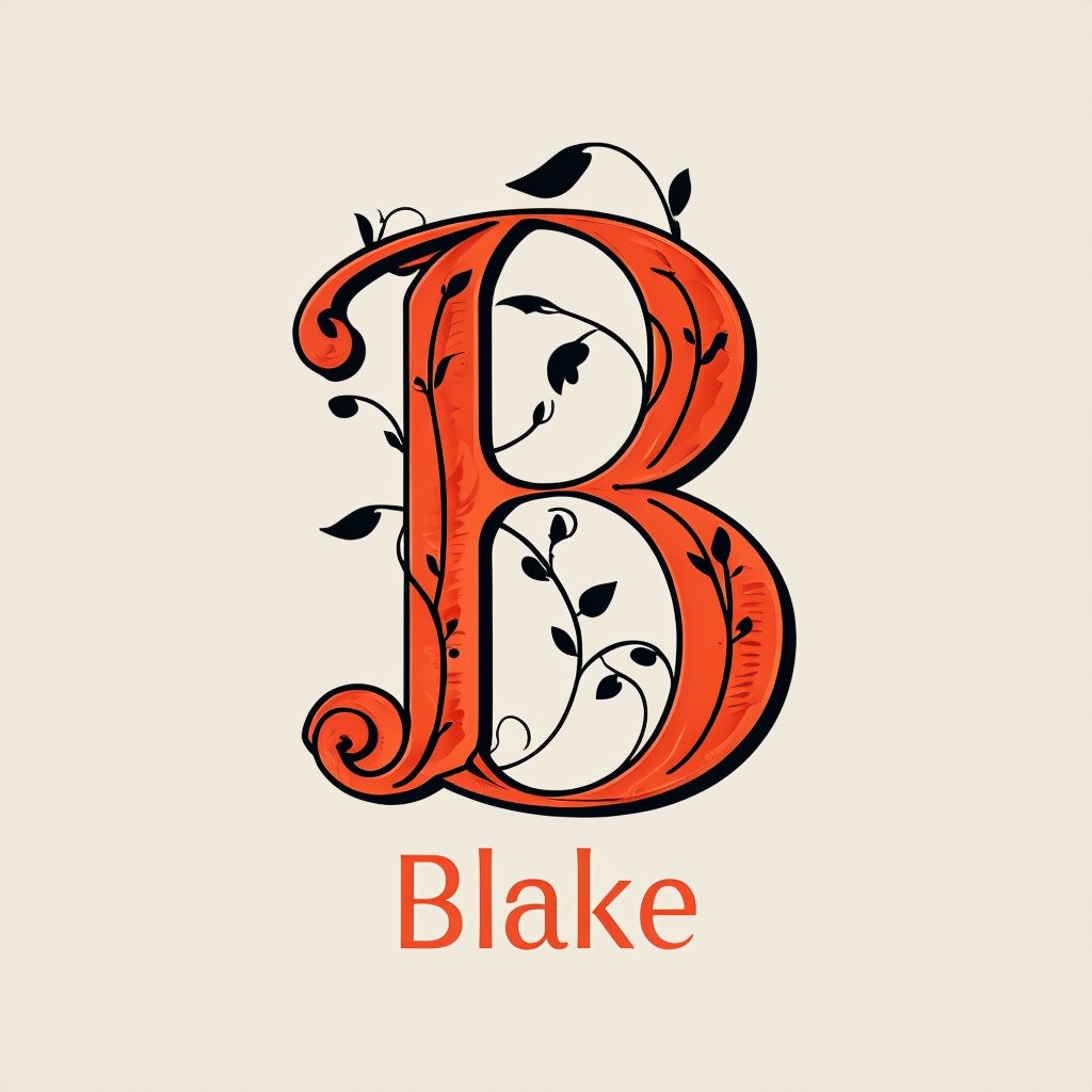 Elegant Vintage Letter B Monogram with Floral Accents