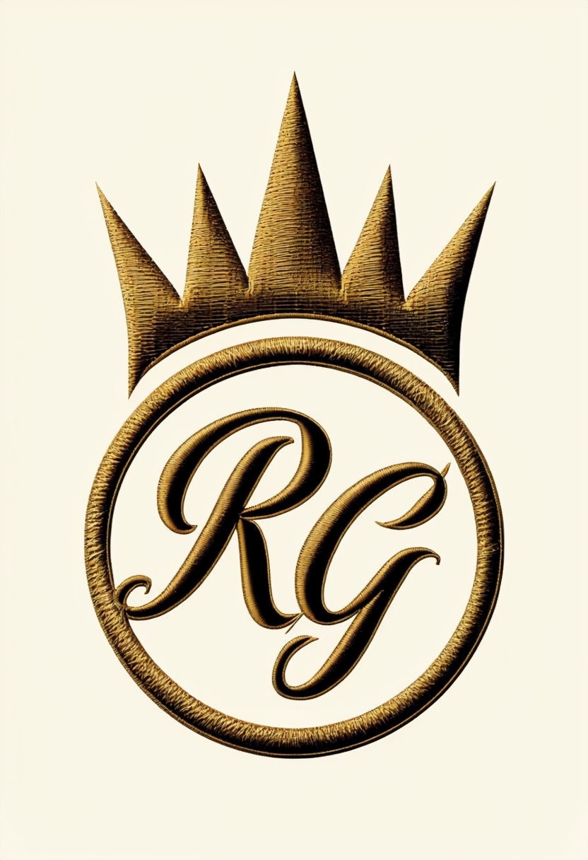 Elegant Gold Initial RG Crown Emblem Logo Design Monogram