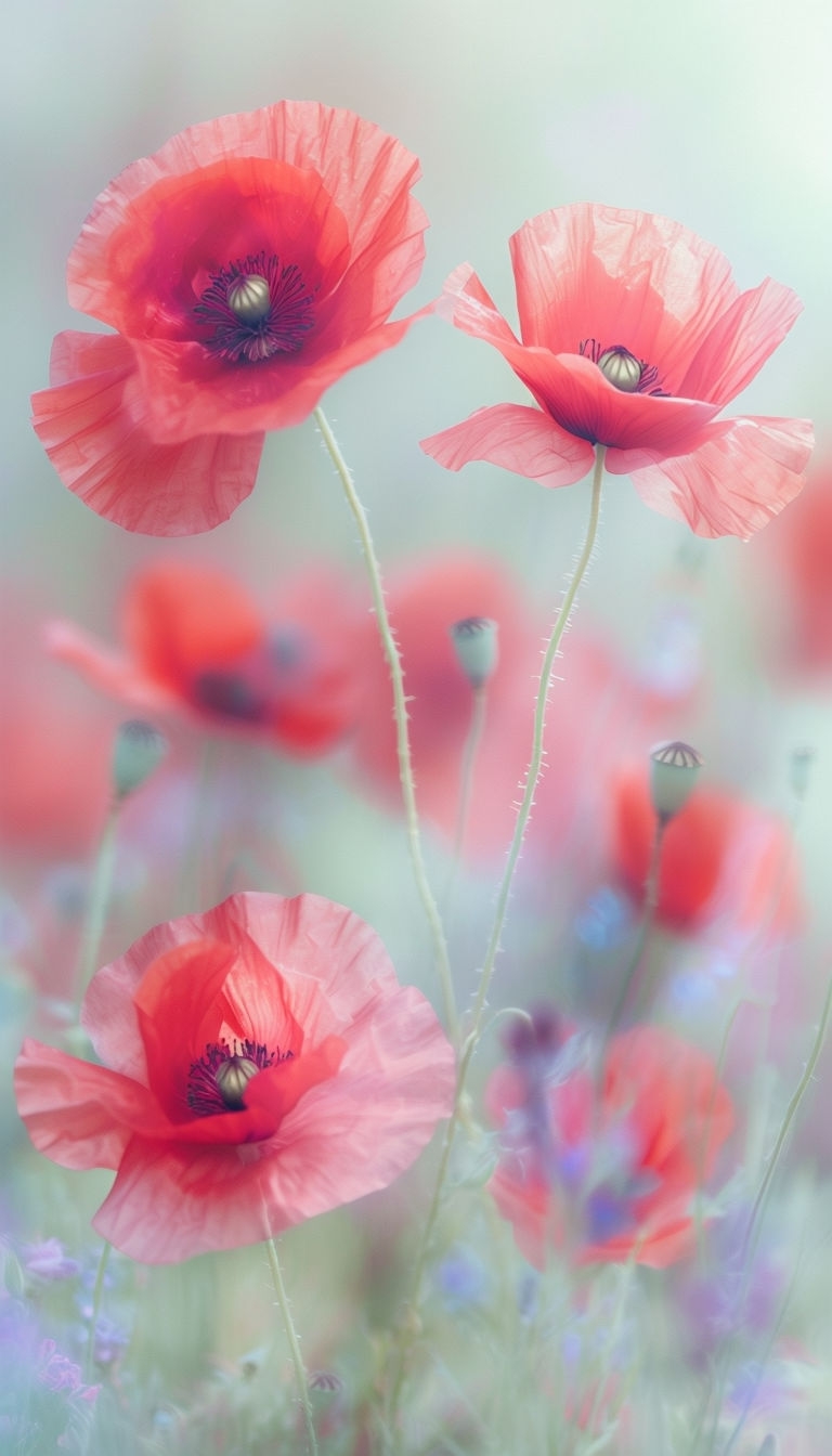 Dreamy Close-Up of Ethereal Red Poppies Photography Social Media Post