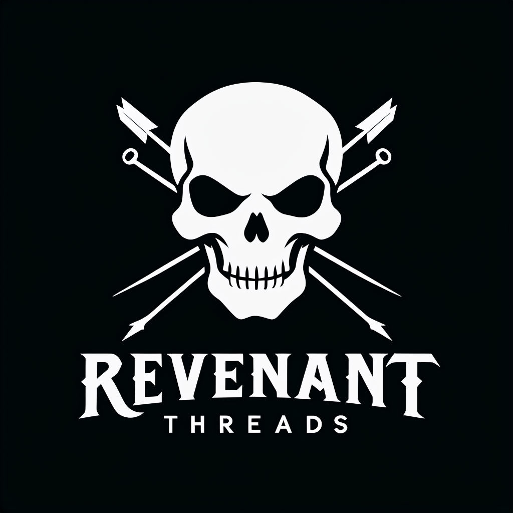 Minimalist Skull and Arrows Logo Design for Revenant Threads