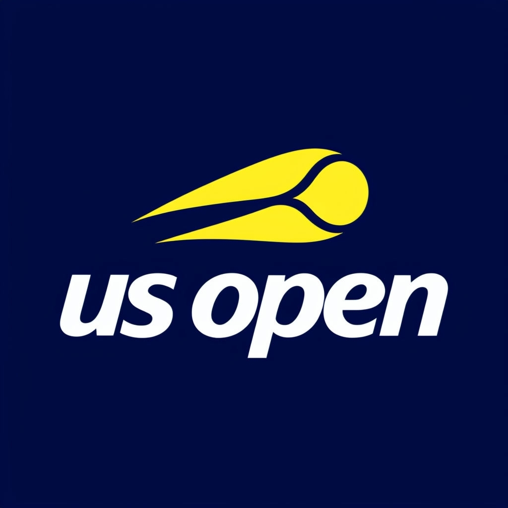 Minimalist US Open Logo with Tennis Ball Icon Design Logo