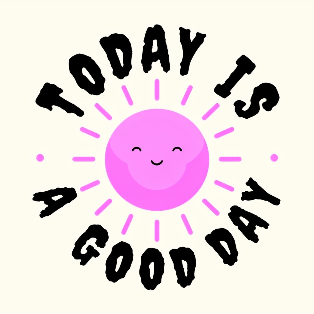 Smiling Pink Sun with Cheerful Quote Today is a Good Day Mug