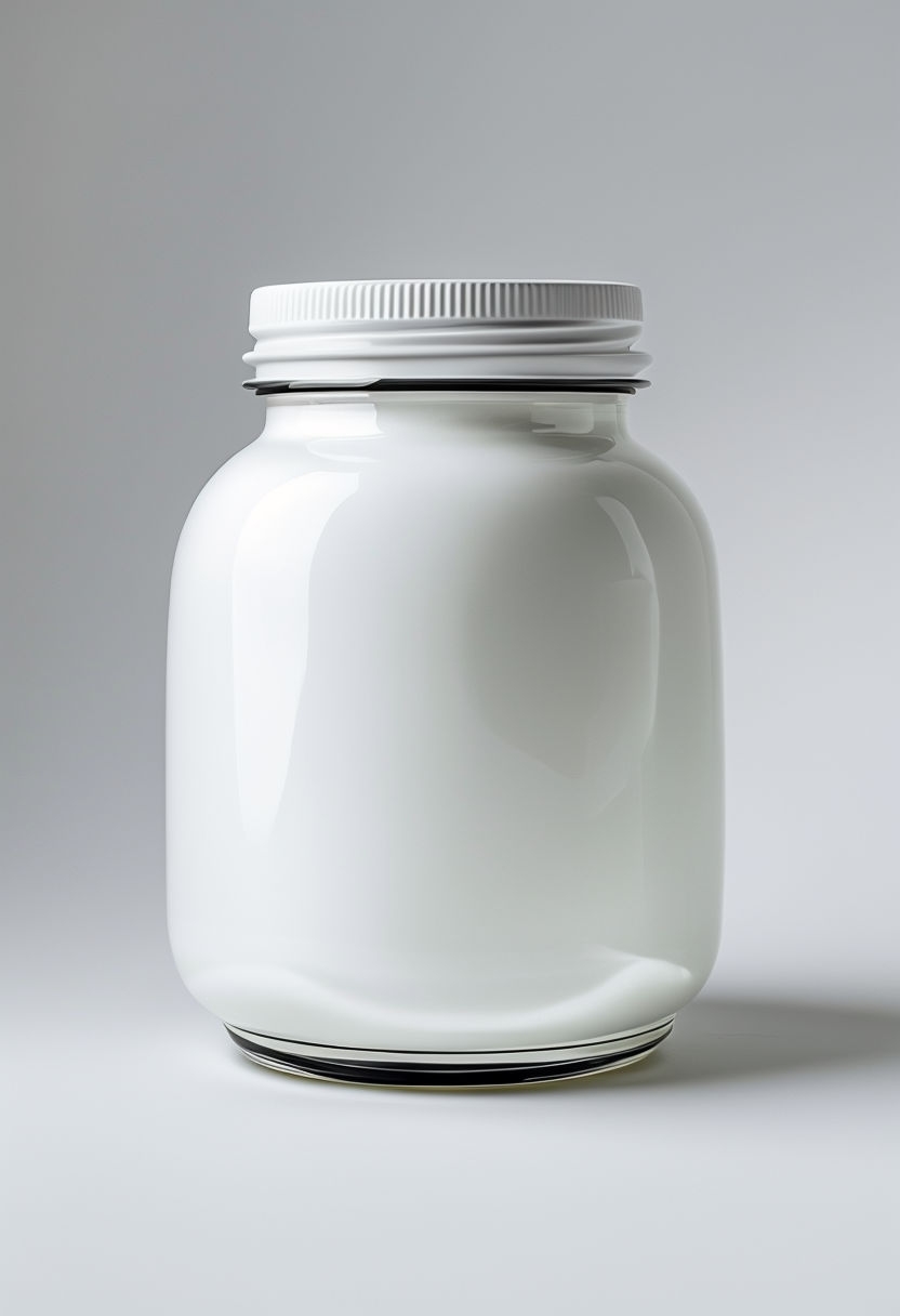 Minimalist White Glass Jar on Light Gray Background Mockup
