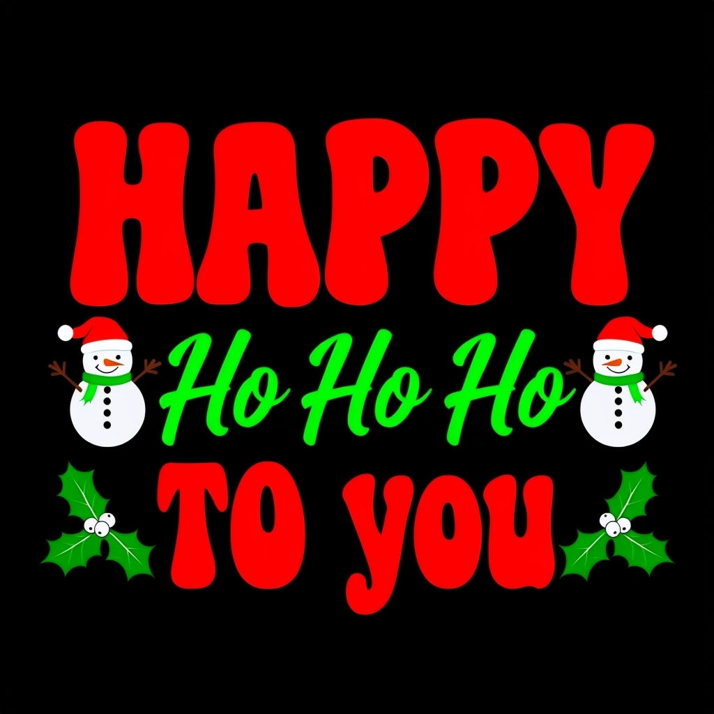 Festive Happy Ho Ho Ho Holiday Greeting T-Shirt