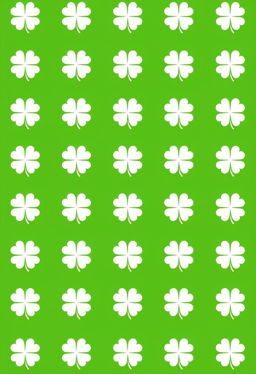 Cheerful White Shamrocks Pattern on Bright Lime Green Mobile Wallpaper