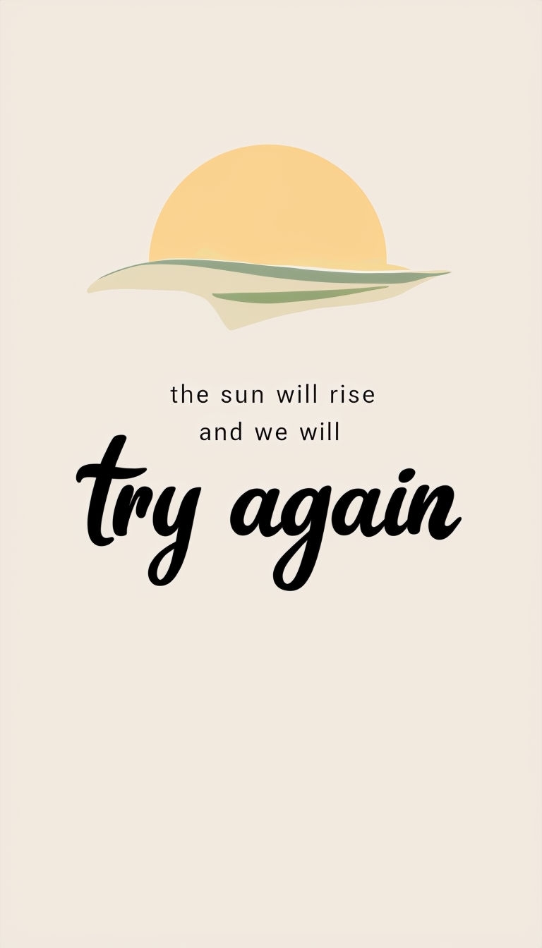 Hopeful Motivational Message with Rising Sun Illustration Mobile Wallpaper