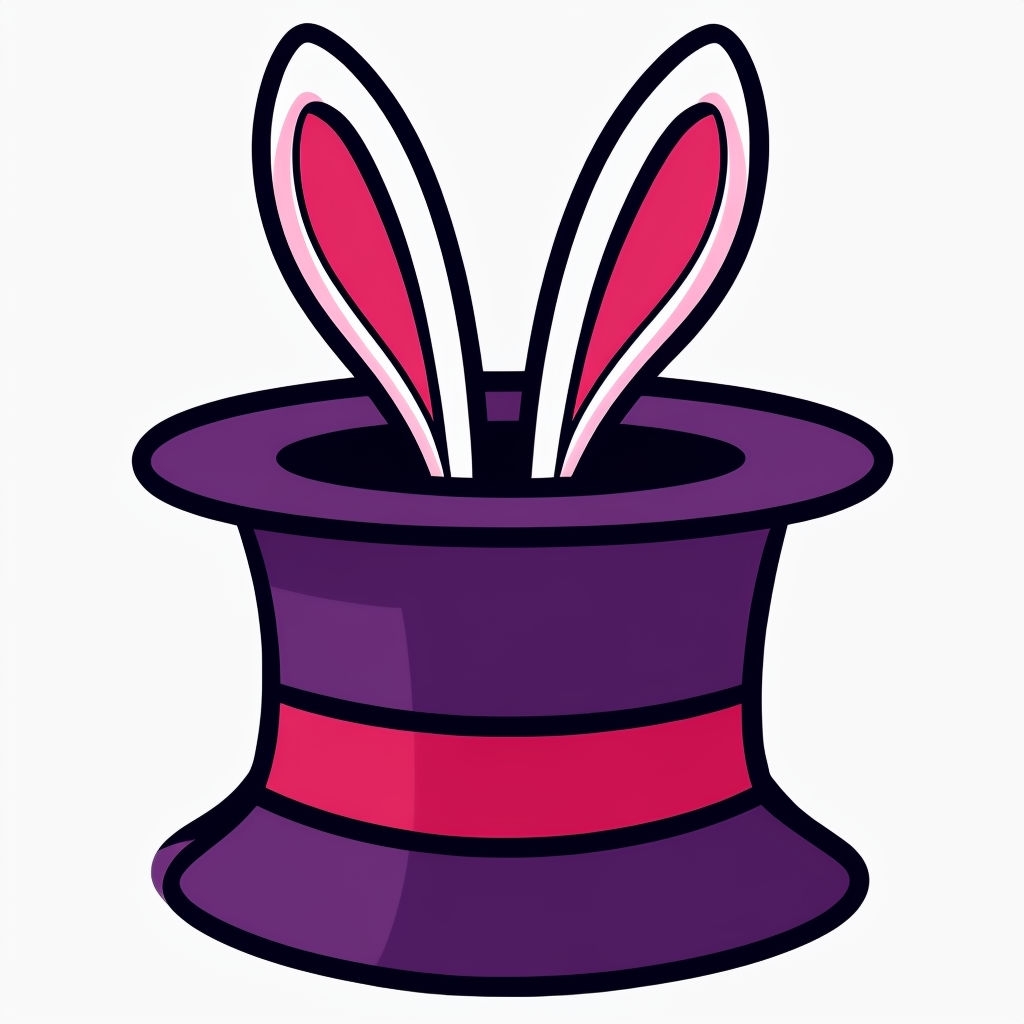 Magical Purple Top Hat with Bunny Ears Cartoon Sticker