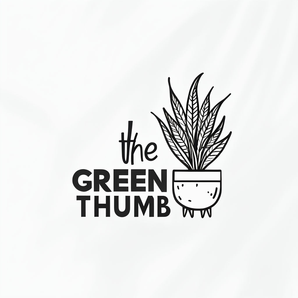 Minimalist Black and White 'the GREEN THUMB' Logo Design