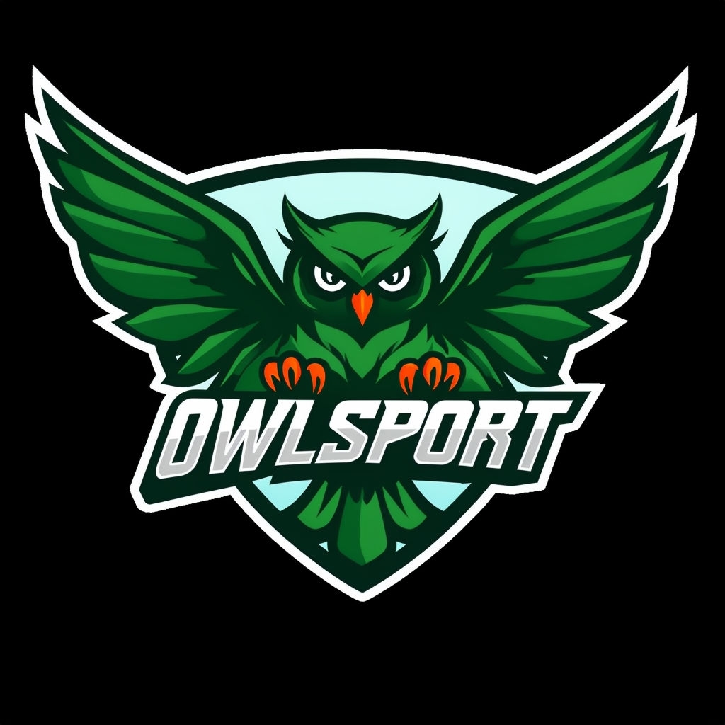 Dynamic Green Owl Logo with Triangular Shield Design