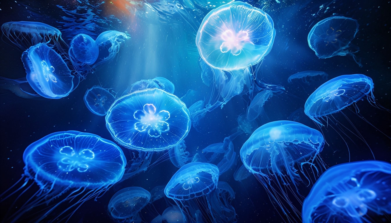 Bioluminescent Jellyfish Underwater Wonderland Backgrounds