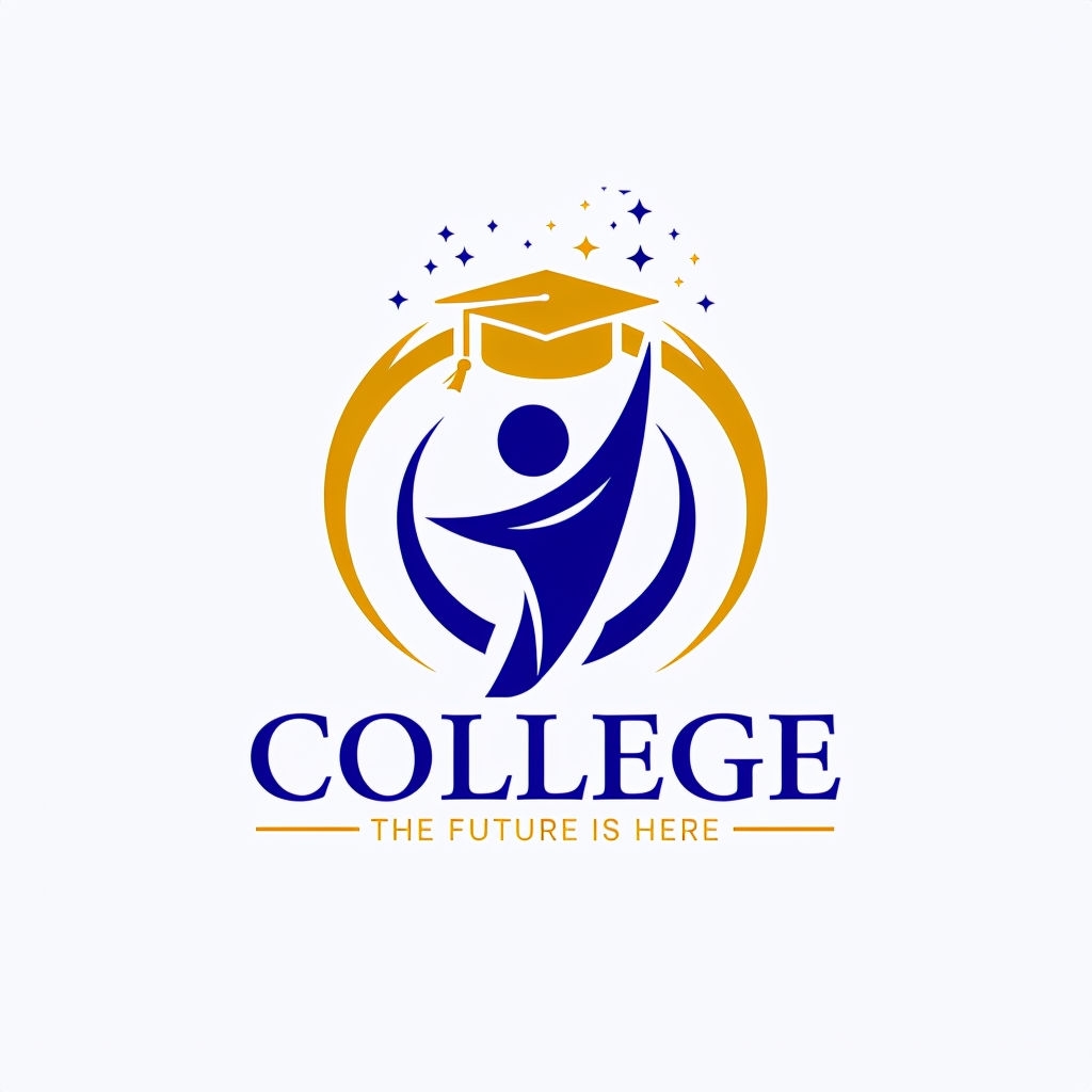 Modern Minimalist College Logo with Graduation Cap and Stars