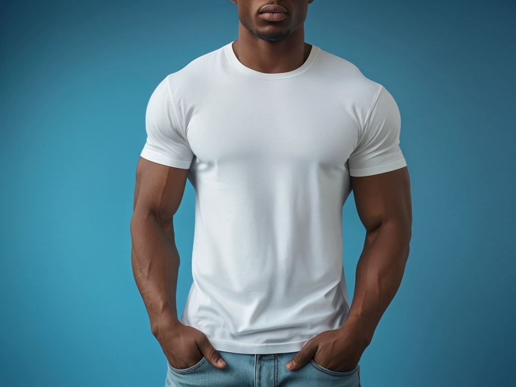 Casual Man in White T-Shirt Photography Mockup