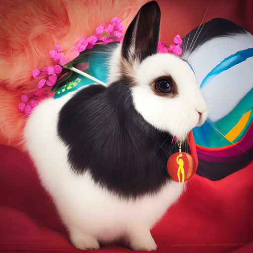 Make a vector logo focusing on a rabbits head that is red in by
