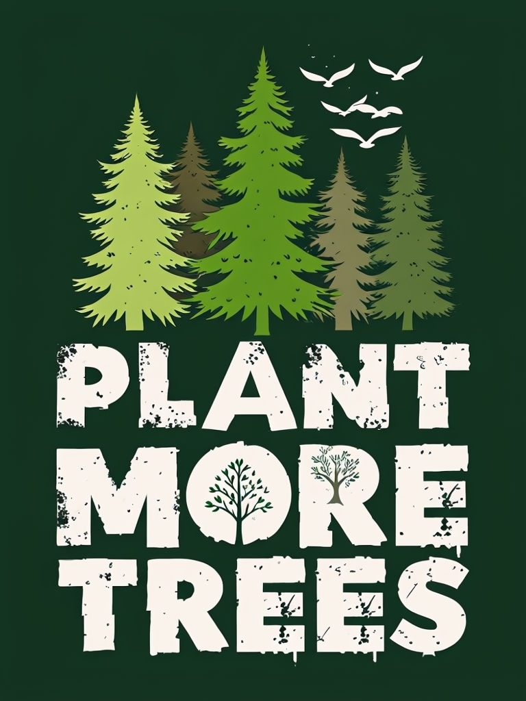 Plant More Trees Motivational Graphic Illustration Poster