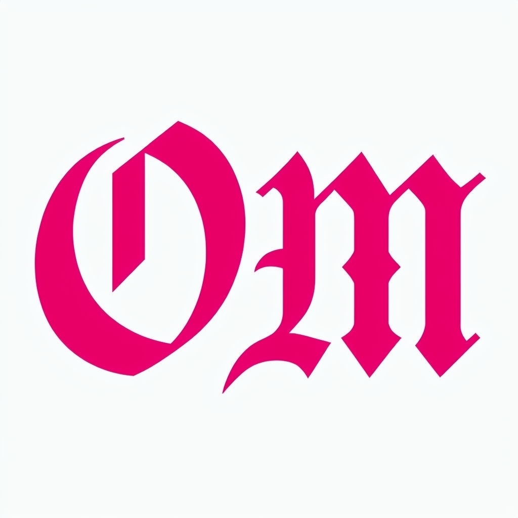Elegant Burgundy Gothic OM Monogram Design Sticker