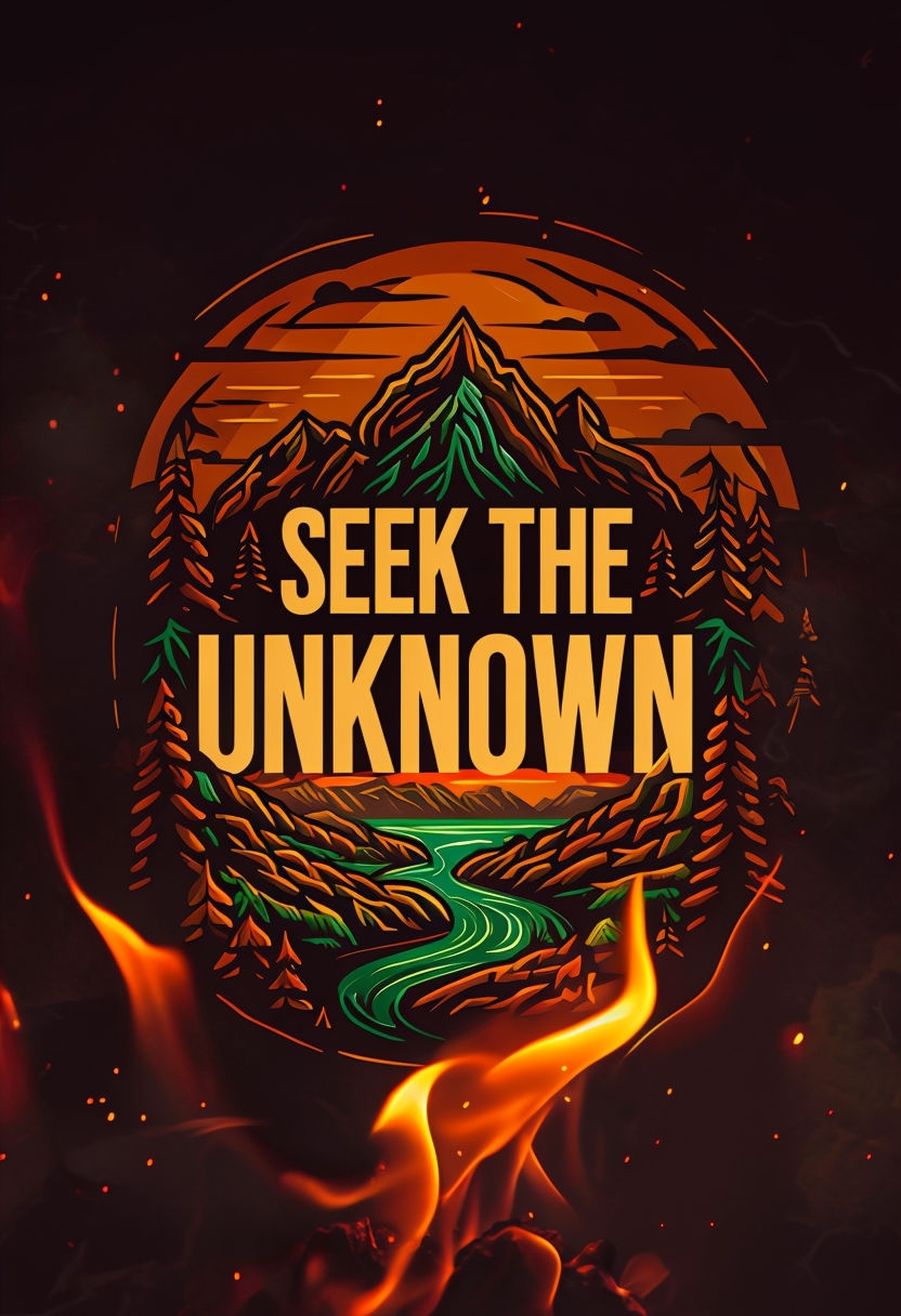 Adventurous Seek the Unknown Quote with Nature Elements Poster