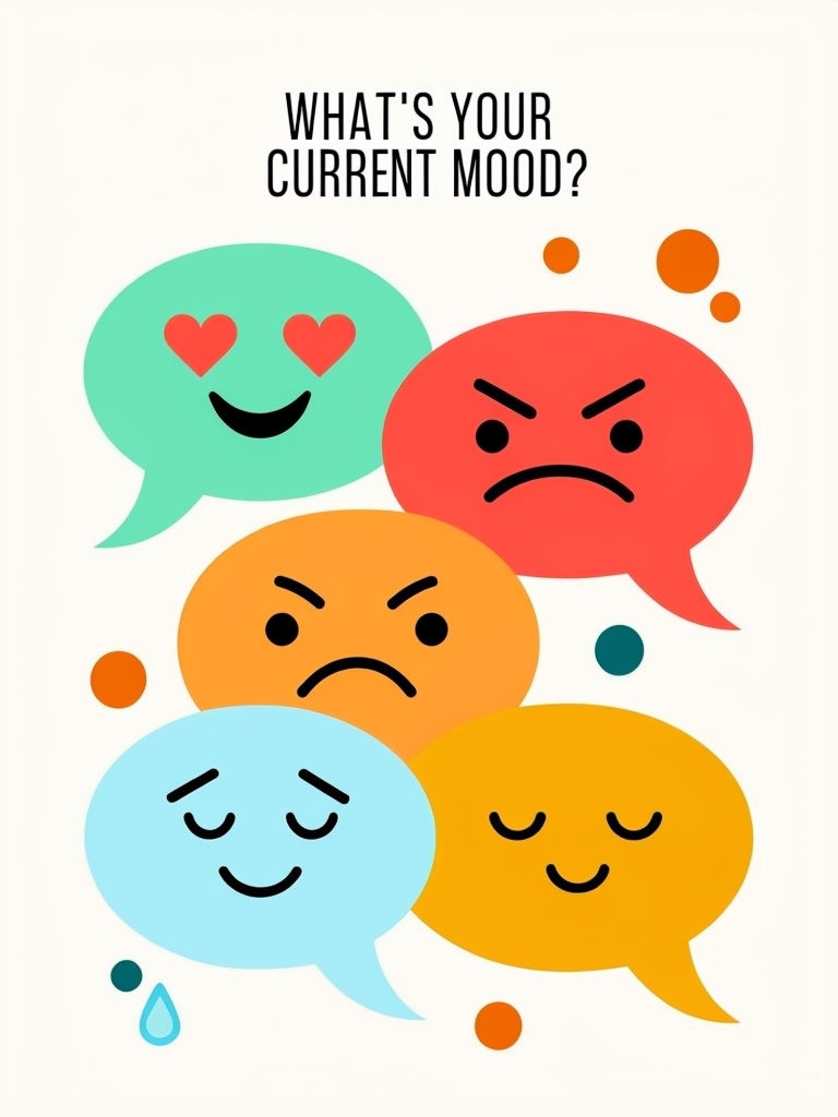 Colorful Mood Speech Bubbles Illustration for Fun Card Design